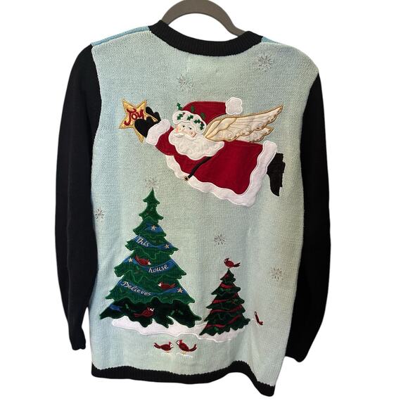 Vintage Christmas Cardigan The Quacker Factory Sweater Grandmacore Santa Small - Picture 2 of 9